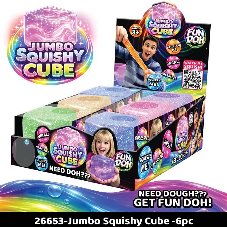 Fun Doh JUMBO Squishy Cube Assortment - 6/Display: Wholesale Price