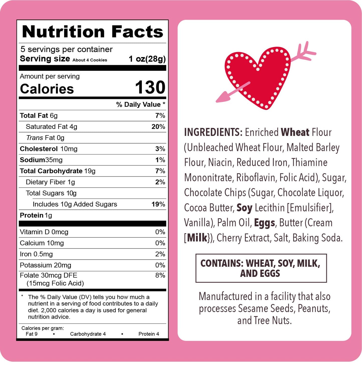 Valentine LOVE Cookies - Chocolate Chip & Cherry: Pink - Chocolate Chip Cherry