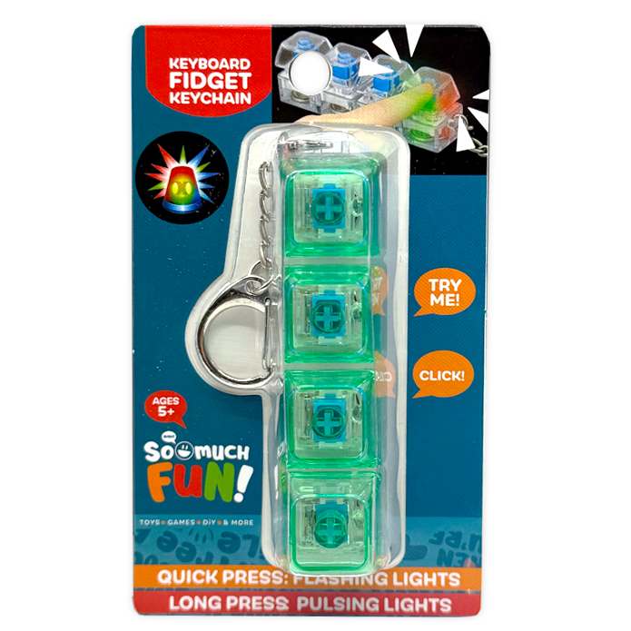 So Much Fun! Keyboard Fidget LED Keychain - 12/Display: Wholesale Price