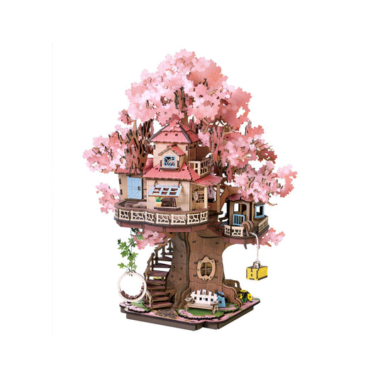 DIY Wooden Puzzle: Sakura Tree House