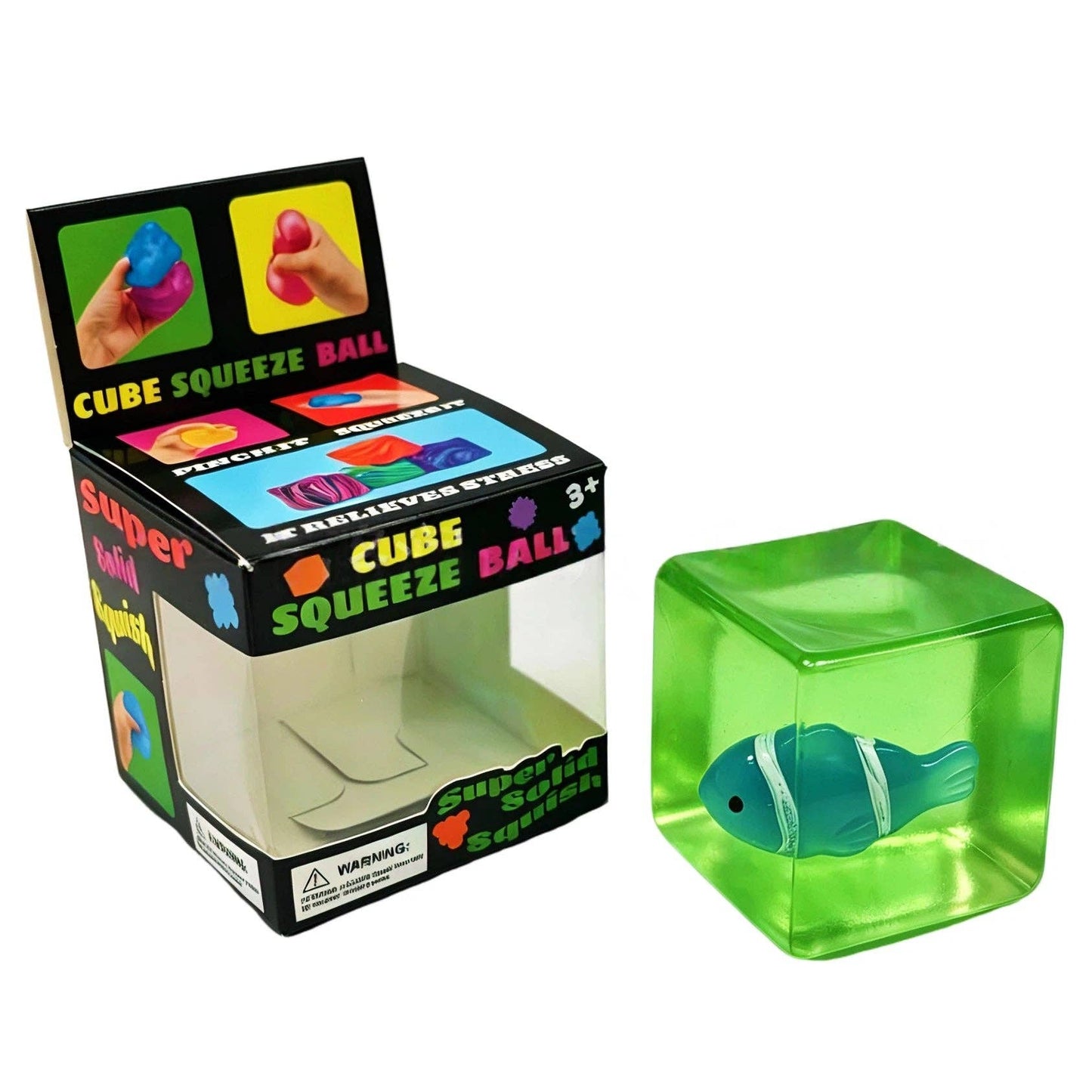 Glow-in-the-Dark Clownfish Ice Cube Squishy Slow Rising Stress Toy: Pink